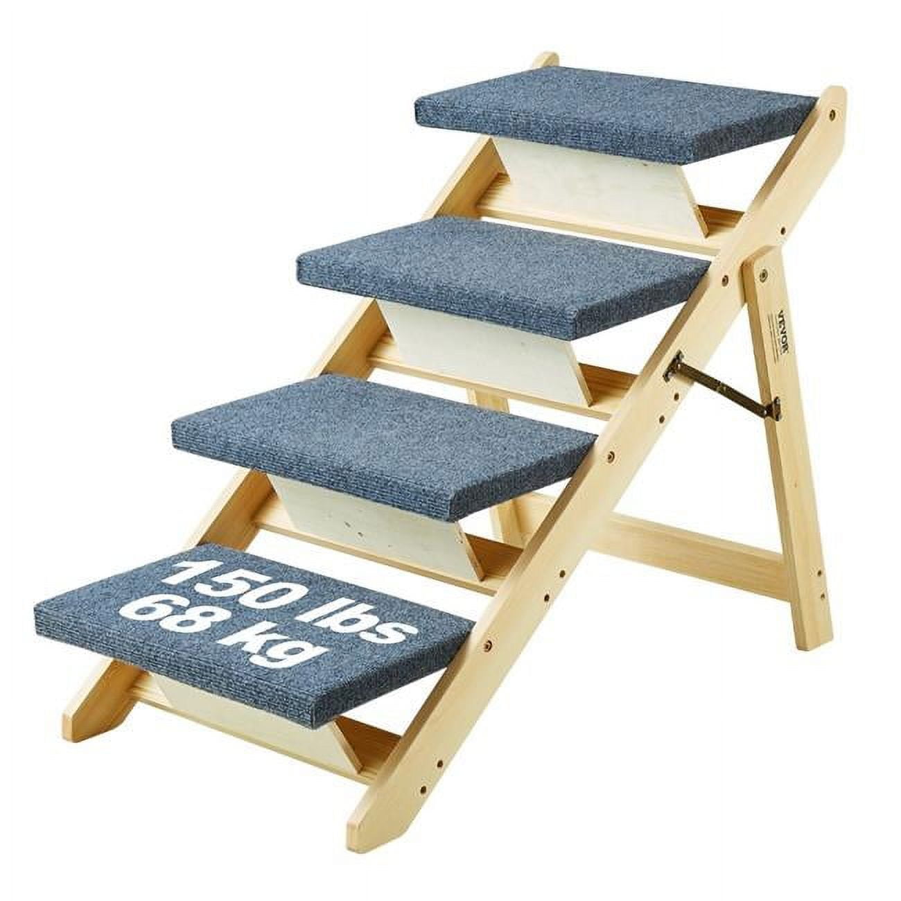 VEVOR Wood Pet Stairs/Pet Steps, 2-in-1 Foldable Wooden Dog Stair for ...