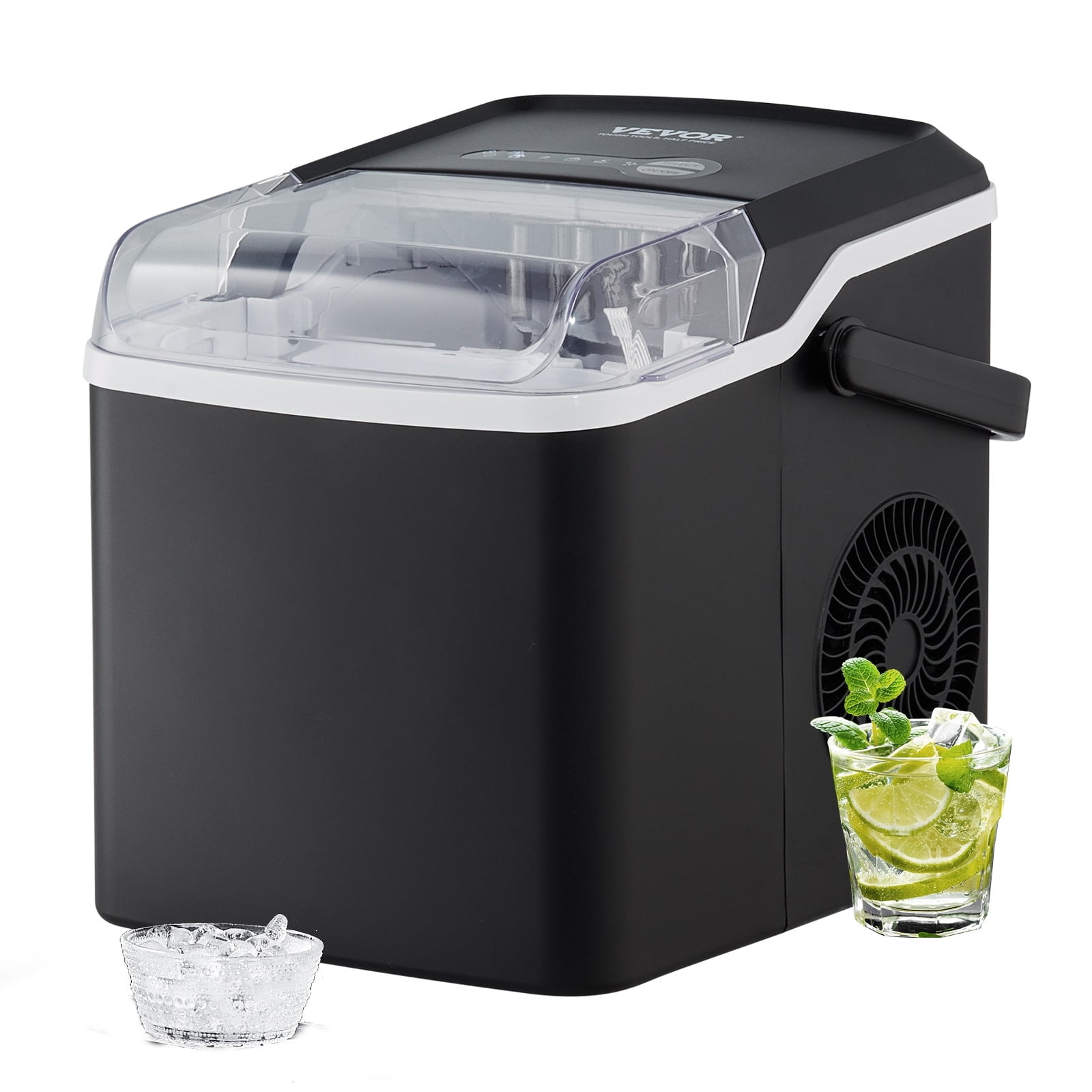 Black and Clear Portable Countertop Ice Maker with Scoop