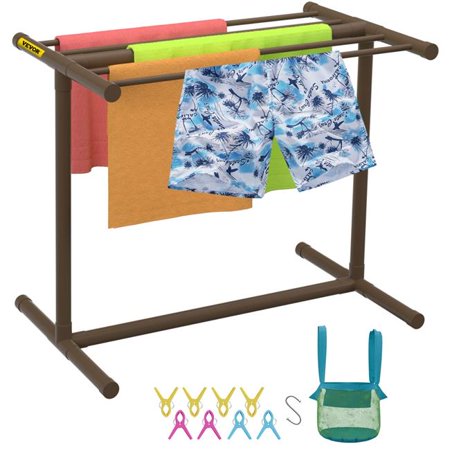 Vevor  5 Bar T-Shape Pool Towel Rack, Brown