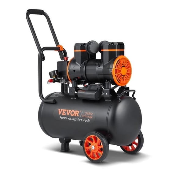 Vevor W24L1450W110VCQNYV1 6.3 gal Air Compressor - 1450W 3.35 CFM - 90PSI 70 dB Ultra Quiet Oil