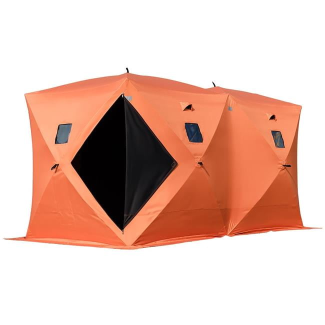 Vevor 8 Person Pop-Up Portable Insulated Ice Fishing Tent, Orange