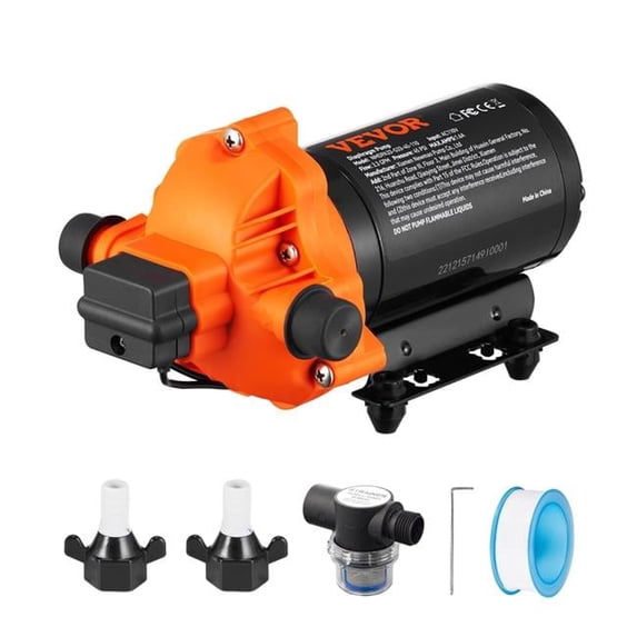 VEVOR Diaphragm Pump 3.3 GPM 110V 6 ft. Height Water Submersible Pump 45 PSI 0.24 HP 1/2 in. MNPT Inlet/Outlet for Boat RV