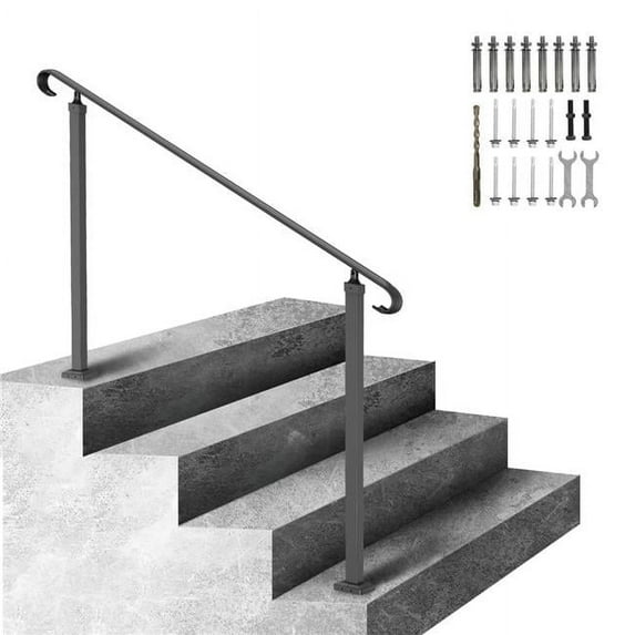 Vevor LTFS1.4MLZFS00001V0 Handrails for Outdoor Steps, Fit 3-5 Steps Outdoor Stair Railing