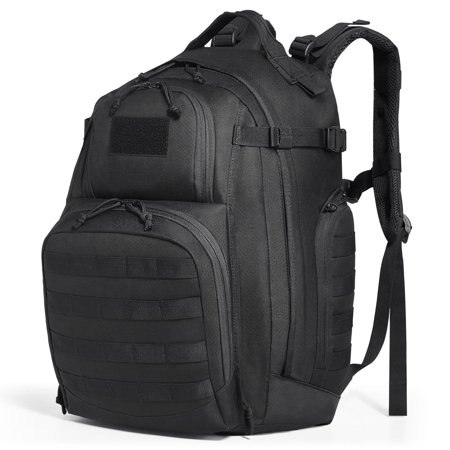 Tactical Backpack 40L Military Backpack with Molle Mode & Sponge Pad Army Assault Pack Bug Out Bag Camping Trekking Outdoor Rucksack Daily EDC Backpack, Black