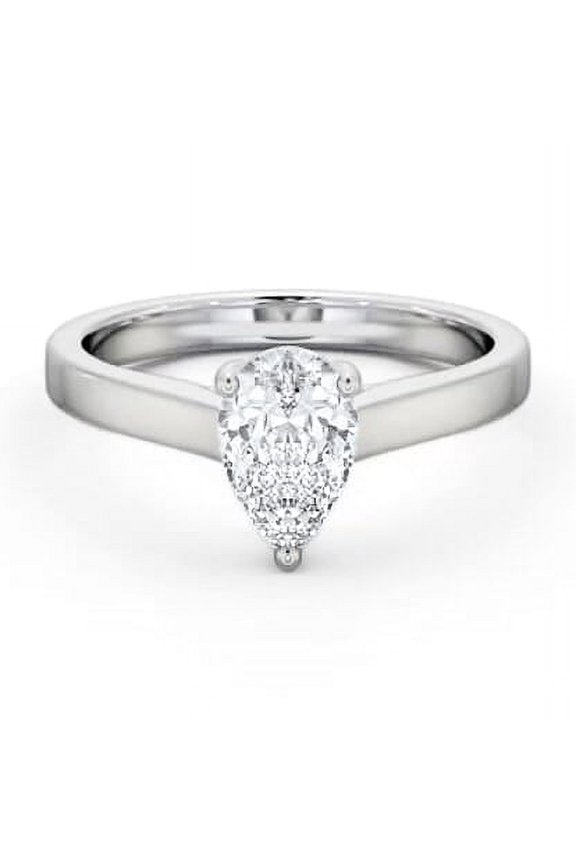 1.3 Ct Pear Cut Lab Created Diamond Ring - 14K White Gold Plated Cathedral Shank Ring - Perfect For Your Wedding Day - A Stunning Gift For Her - Timeless Elegance For Special Occasions