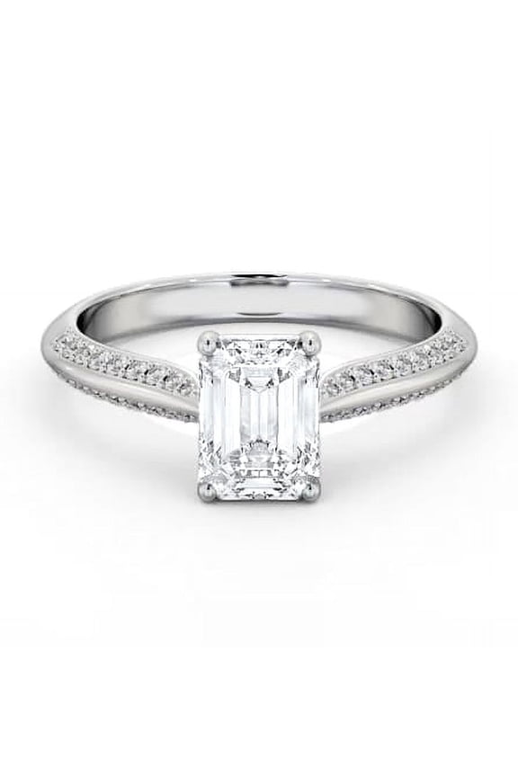 2.2 Ct Emerald Cut Diamond Ring for Women's - East West Wedding Ring - Lab Created Diamond in 14K White Gold Plated Ring - Engagement Ring - Gift for Proposal or Anniversary Celebration