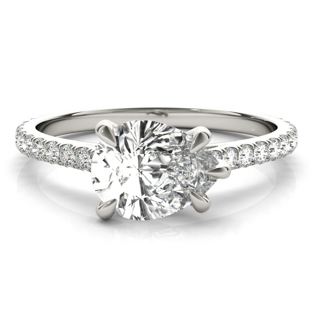 Vexa Jewel 2 Ct Brilliant Pear Cut East-West Engagement Ring for Her ...