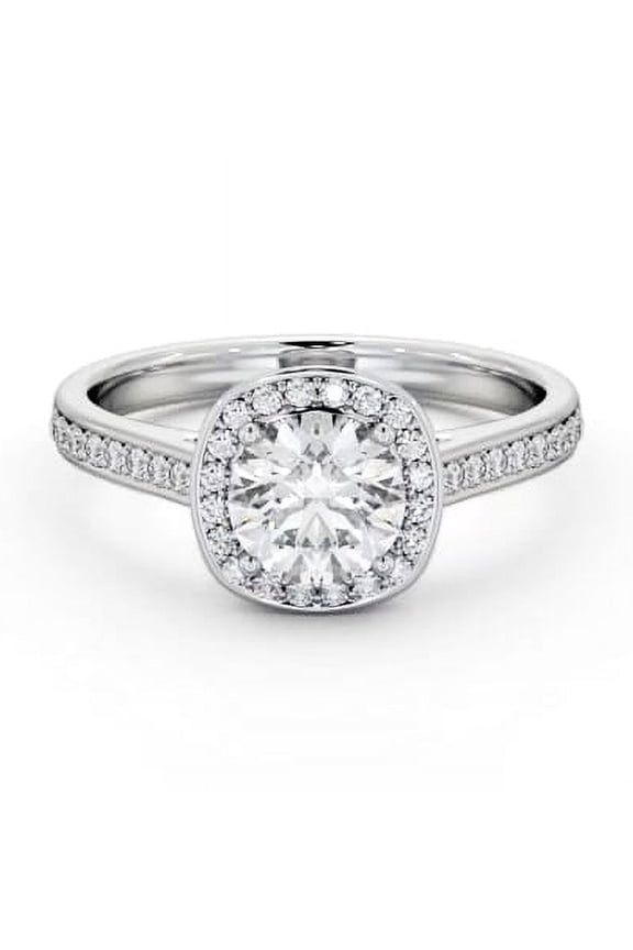 2 Ct Round Cut Lab Created Diamond Ring - Halo Cathedral Shank Design Ring - 14K White Gold Plated Ring - Elegant Engagement Ring for Women's - 23rd Anniversary Gifts Not Too Expensive