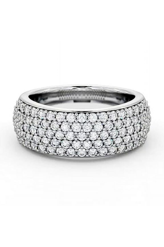 3.2 Ct Round Cut Lab Created Diamond Ring - 14K White Gold Plated Ring - Pave Set Cluster Design for Women - Lab Created Diamond Sparkle - Engagement Ring or Fashion Jewelry for Women