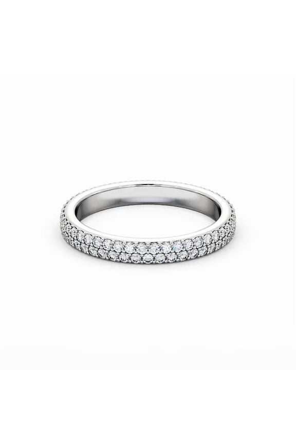 Brilliant 2.6 Ct Round Cut Eternity Diamond Ring - Cluster Pave Set Lab-Created Simulated Diamonds in 14K White Gold Plated - Daughter Wedding Anniversary Gifts - Promise Gifts for her