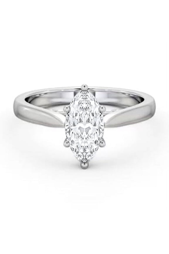 Marquise Cut 2 Ct Diamond Ring for Women - 14K White Gold Plated Engagement Ring with Cathedral Shank - Lab-Created Diamond Set Bridge Ring - Elegant 6 Prong Setting Ring for Gift Giving