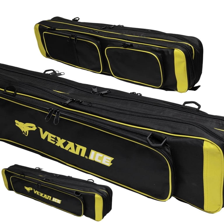 36 inch fishing pole bag AGOOL with Rod Holder Fishing Rod Bag, 5 Rod & Reel Organizer Bag Waterproof Large Capacity Fishing Tackle Storage Bag Travel Carry Case Fishing Gifts for Men Stores four ice rods up to 36 in length Full length PVC tube for each rod Top zippered section is padded for protection Durable nylon 36.5" Ice Fishing Combo Rod