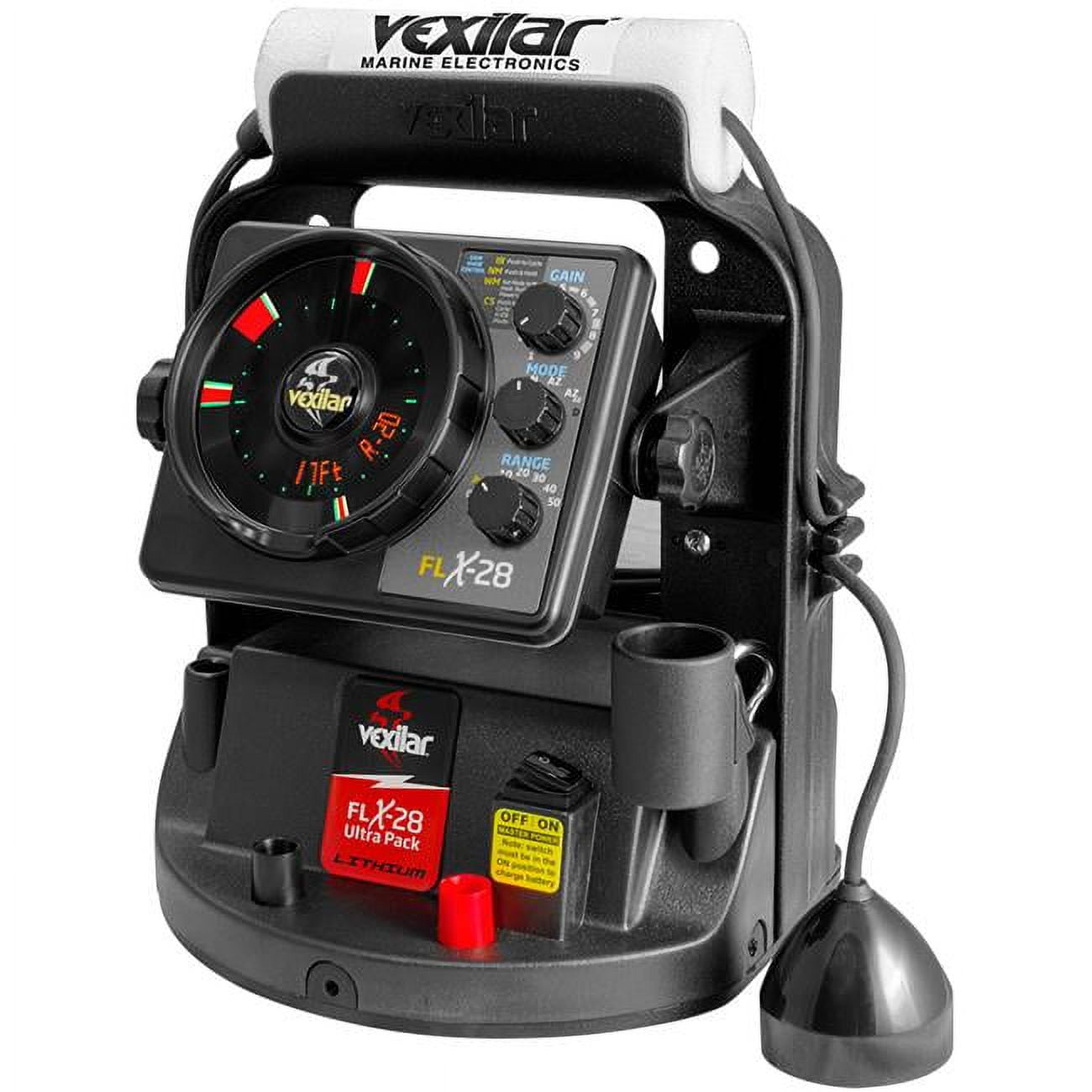 Vexilar UPLI28PV Ultra Pack Flasher Fish Finder with Lithium Ion Battery &  Charger 