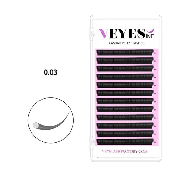 Veyes Inc 0.03mm D Curl Cashmere Eyelash Extensions Veyelash Faux Mink Individual Volume Lashes Soft Natural Lash Extensions for Makeup