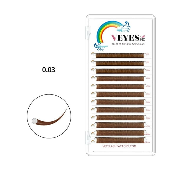 Veyes Inc 0.03mm Honey Brown Eyelash Extensions Veyelash 8-16MM Individual Volume Lashes Extensions