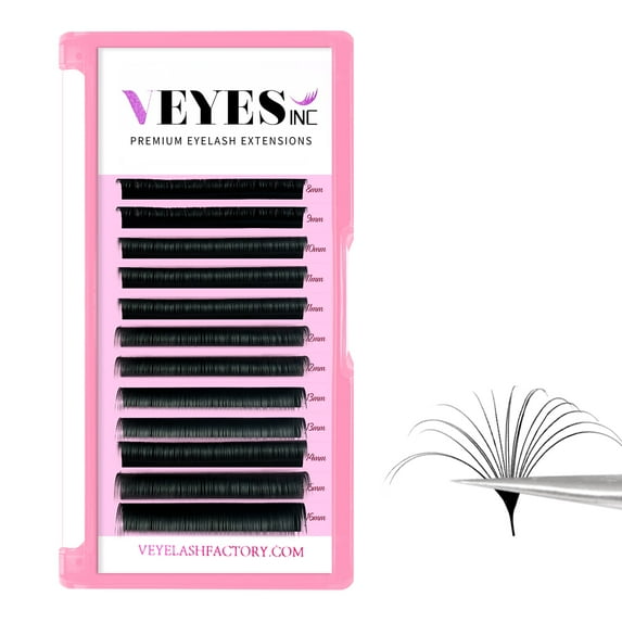 Veyes Inc 0.05mm D Curl Easy Fanning Eyelash Extensions Veyelash Russian Volume Lashes Fast Bloom Austomatic Flowering Natural Makeup Beauty
