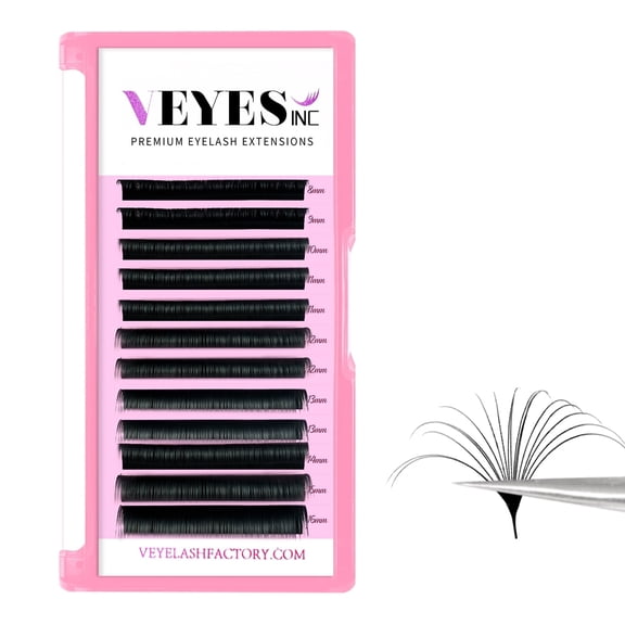 Veyes Inc 0.07mm D Curl Easy Fanning Eyelash Extensions Veyelash Russian Volume Lashes Fast Bloom Austomatic Flowering Natural Makeup Beauty