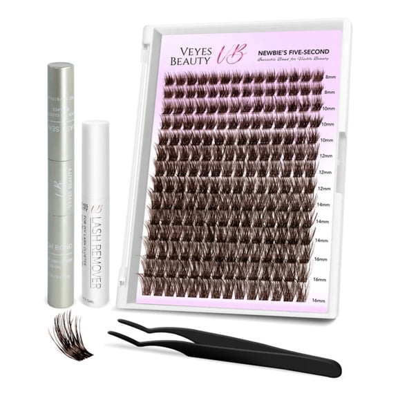 Veyesbeauty Manga Lash Clusters Individual Eyelash Extensions DIY Brown False Eyelashes for Self-application Lash Kit