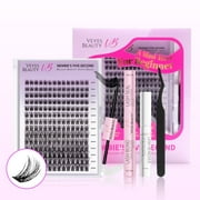 Veyesbeauty Dreamy Cluster Black Color Lashes Kit Bond Seal Self Application at Home