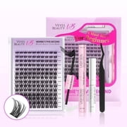 Veyesbeauty LuxeBold Cluster Black Color Lash Kit Bond & Seal Reusable Self Application at Home