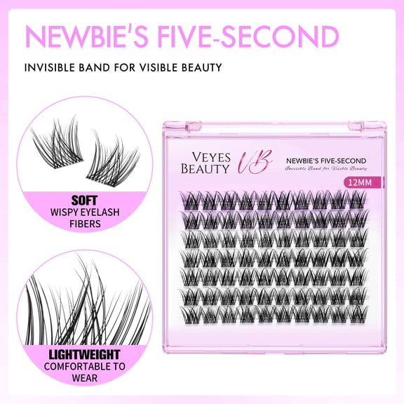Veyesbeauty Luxebold Eyelash Extension Lash Cluster 12mm Natural Reusable Lightweight Lash Clusters