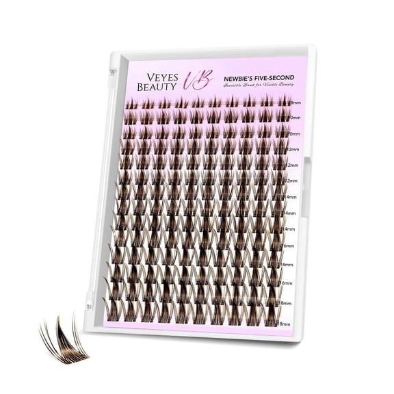 Veyesbeauty Manga Lash Clusters Individual Eyelash Extensions DIY Brown False Eyelashes for Self-application Lash Tray