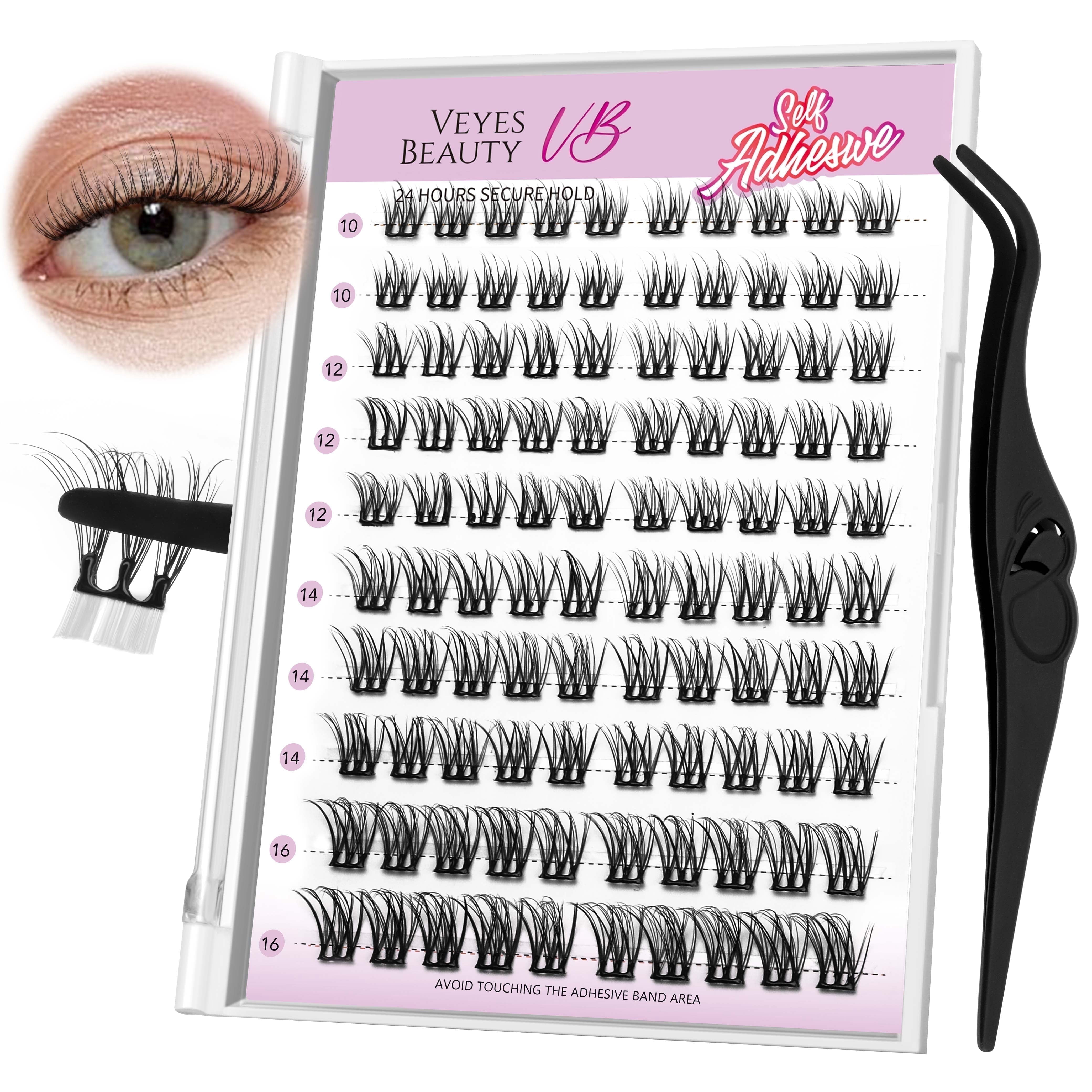 Veyesbeauty Self Adhesive Lashes-Soft Trio No Glue Needed - Upgraded Invisible Band for Natural Look