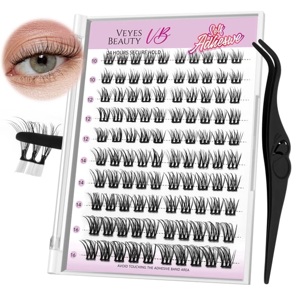 Veyesbeauty Self Adhesive Lashes-Soft Trio No Glue Needed - Upgraded Invisible Band for Natural Look