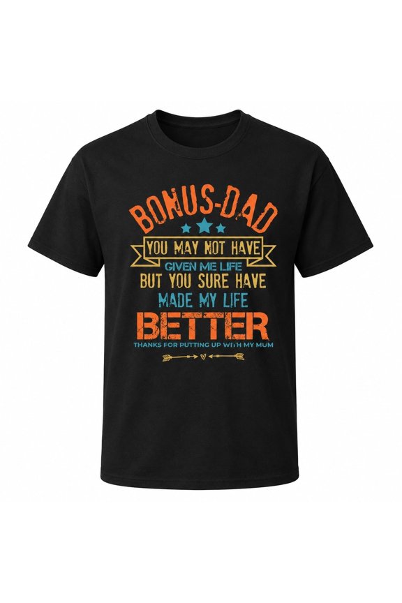 Bonus Dad for Men, Stepdad Father’s Day Gift Tee, Unisex Short Sleeve