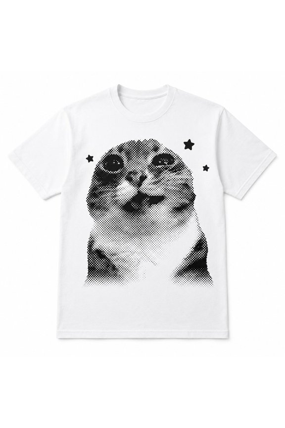 Funny Cat Graphic, Unisex Meme Style Animal Face Tee