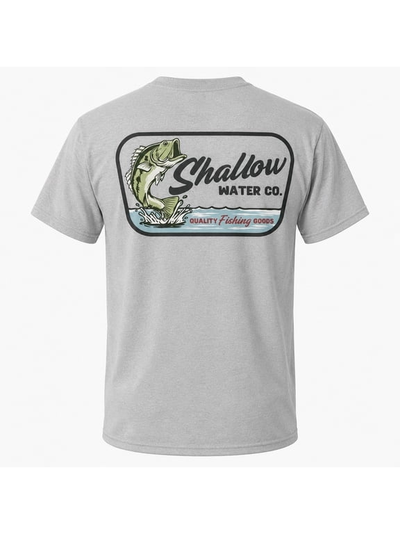 Men's Bass Fishing Graphic | Shallow Water Co Design | Short Sleeve Crew Neck Tee | S–4XL