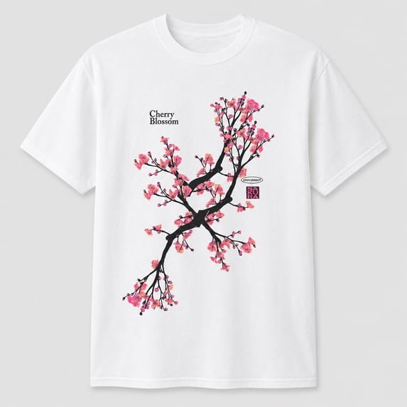 Veylor Haus Sakura Cherry Blossom Graphic, Japanese Blossom Tree Vintage, Unisex Cotton Streetwear Shirt for Men & Women