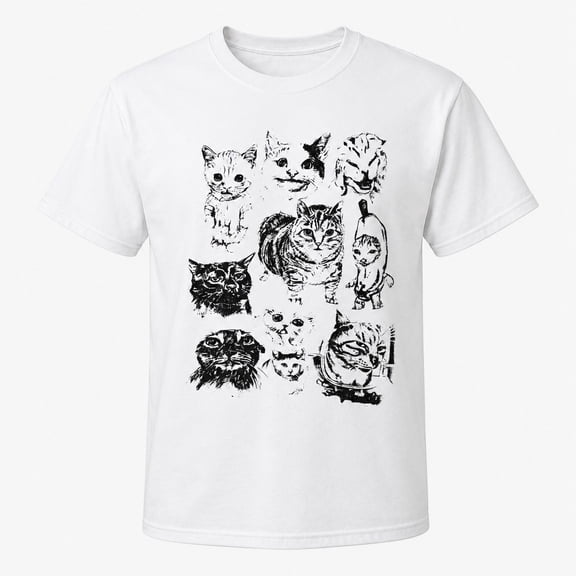 Veylor Haus Silly Cats Meme Graphic, Funny Y2K Cat Collage, Unisex Vintage Grunge Streetwear Shirt, Cat Lover Gift