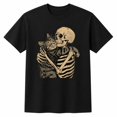 thumbnail image 1 of Veylor Haus Skeleton Hugging Cat Halloween, Unisex Classic Fit Graphic Tee, 1 of 9