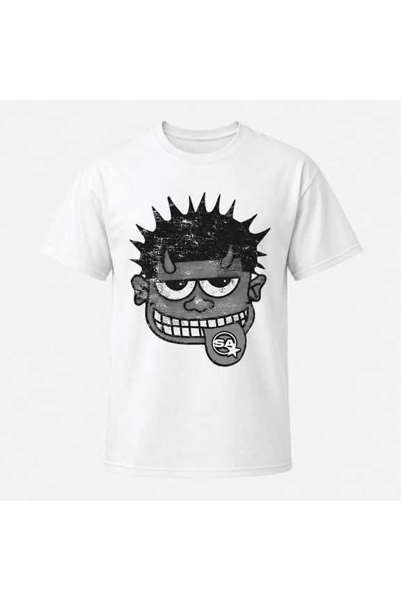 Spiky Devil Tongue Graphic, Unisex Y2K Grunge Emo Gothic Streetwear Vintage Cartoon Face T-Shirt Men Women