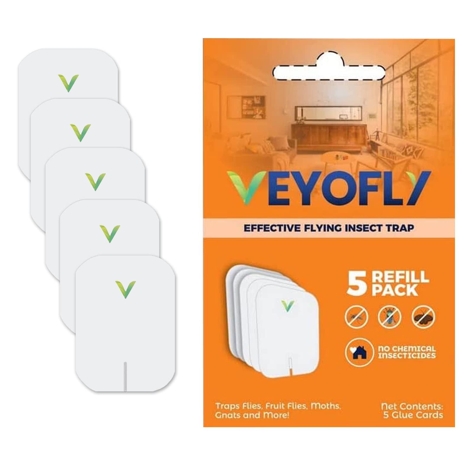 Veyofly Flying Insect Trap, Refill 5PK Color-White Model-VF01 