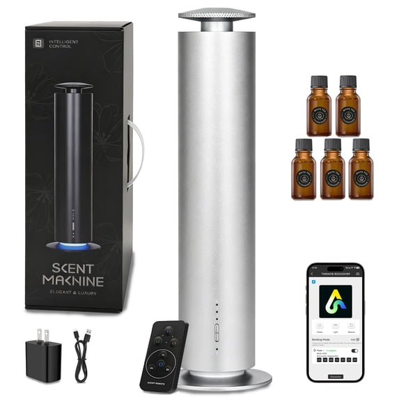 Waterless Scent Diffuser - 2000 Sq Ft Coverage, Hotel Scent Diffuser, Essential Oil Diffuser Large Room, Included 5 Scent Oils, Remote Control