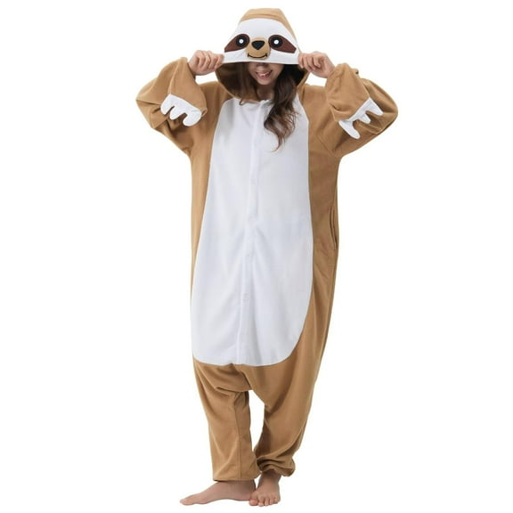 Veyryth Unisex Sloth Adult Onesie Pajamas, Polar Fleece Animal Pajamas，One-Piece Sleepwear for Men and Women Size M