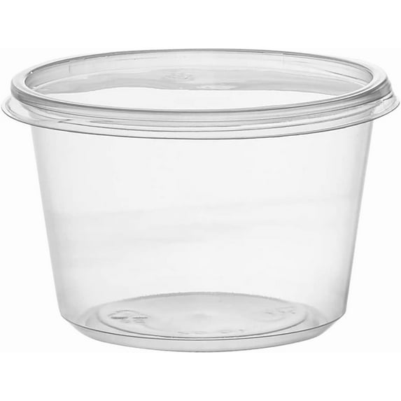 Vezee 16oz Lightweight Deli Containers with Lids Disposable Leakproof BPA-Free Cups 100 (Sets)