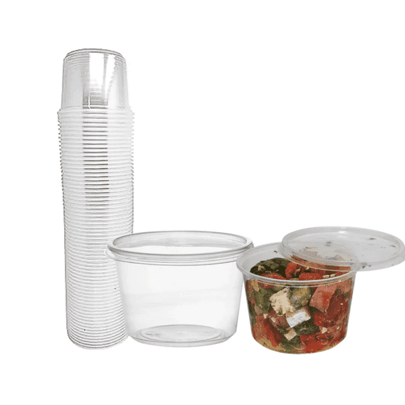 Vezee 16oz Lightweight Deli Containers with Lids Leakproof BPA-Free Plastic Storage Cups (1000 Sets)