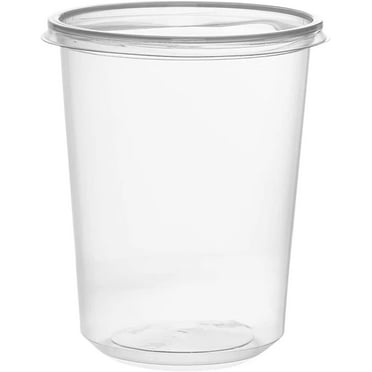 Vezee 32oz Lightweight Plastic Deli Containers with Lids Disposable, Leakproof, BPA-Free Cups 50CT
