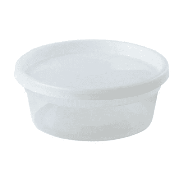 Vezee 8 Oz Deli Containers with Lids, BPA Free Plastic Food Storage Cups, Leak Resistant Disposable Meal Prep Containers for Soup, Salad, Snacks and Leftovers, Clear, 96 Count