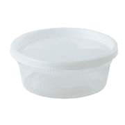 Vezee 8 Oz Deli Containers with Lids, BPA Free Plastic Food Storage Cups, Leak Resistant Disposable Meal Prep Containers for Soup, Salad, Snacks and Leftovers, Clear, 48 Count