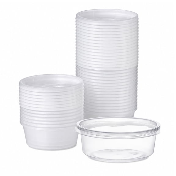 Vezee 8oz Lightweight Plastic Deli Containers with Lids Disposable, Leakproof, BPA-Free Cups 500CT