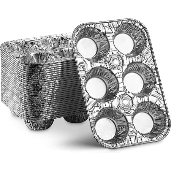 Vezee Muffin Pan | 6-Cup Cupcake Aluminum Pans Favorite Muffin Tin Size for Baking Cupcakes: 20CT