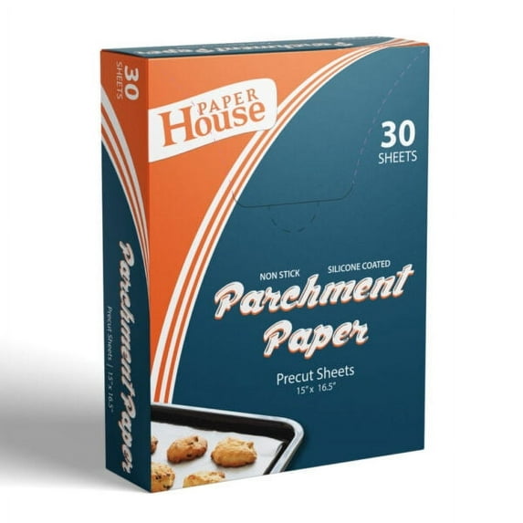 Vezee's Paper House Parchment Paper 15X16.5 inches Precut 30 Sheets/pack for Baking Cookies, Cooking, Frying, Air Fryer, Grilling Rack, Oven: 1Pk