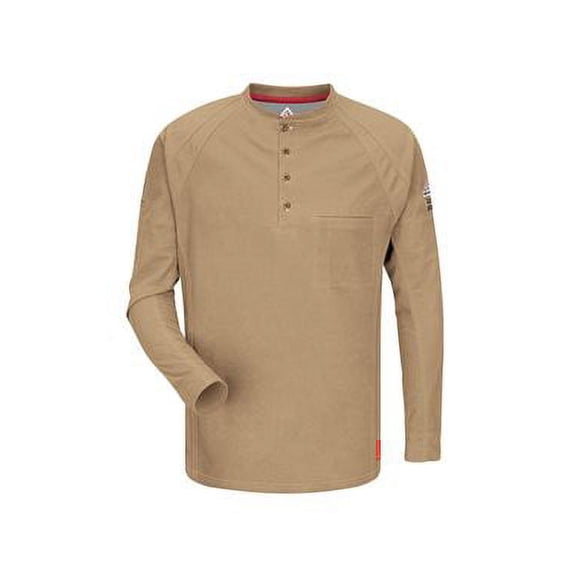 Bulwark Long Sleeve Henley QT20 Khaki L