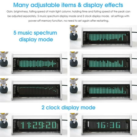 Vfd Audio Spectrum Analyzer Aux Selector Box 5.0 Receiver Desk Clock White YIWEI
