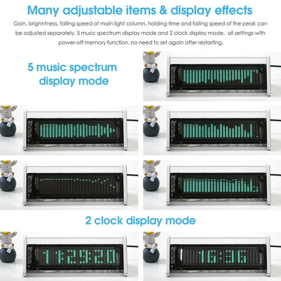 Vfd Audio Spectrum Analyzer Aux Selector Box 5.0 Receiver Desk Clock White YIWEI