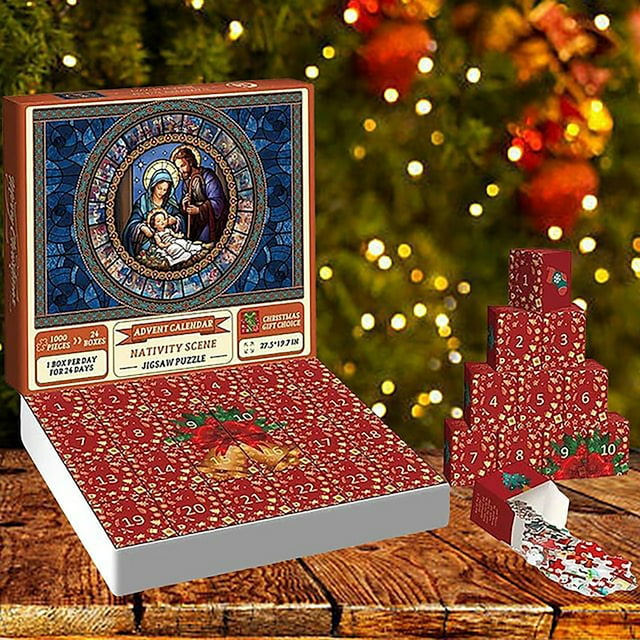 Vfedsrsge 2024 Christmas Advent Calendar 1000 Pieces Puzzles, 24 Days